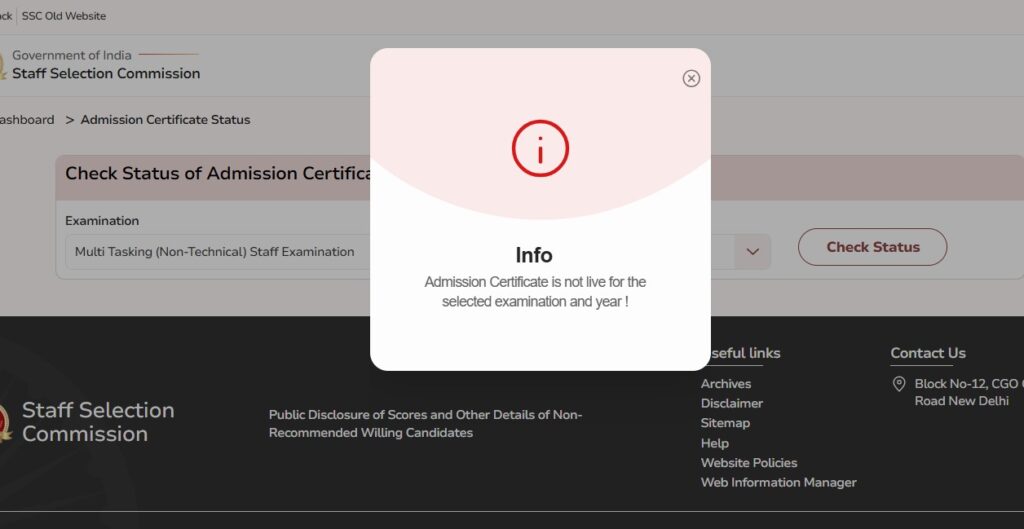 SSC MTS 2025 Admit Card