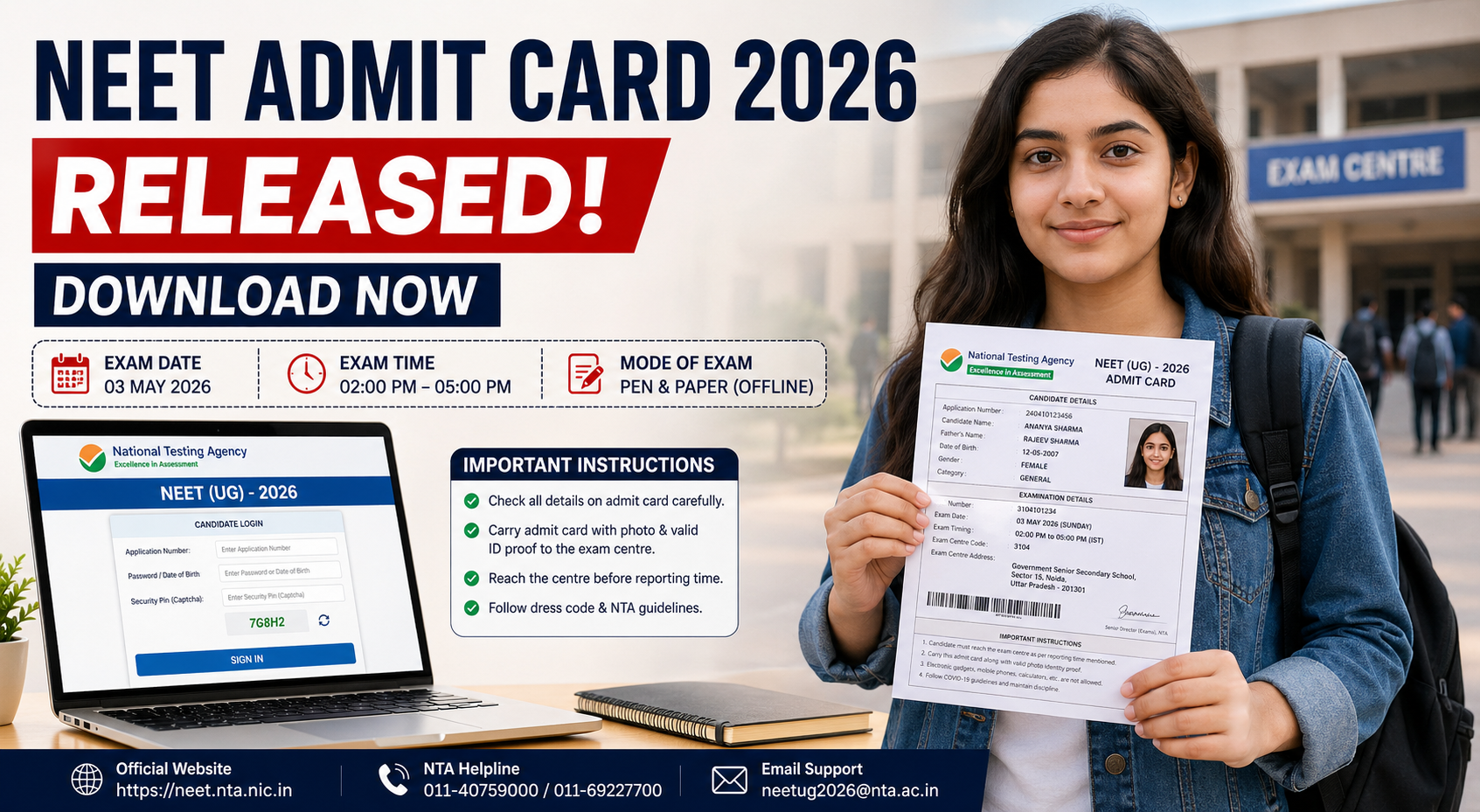 NEET Admit Card 2026 Released