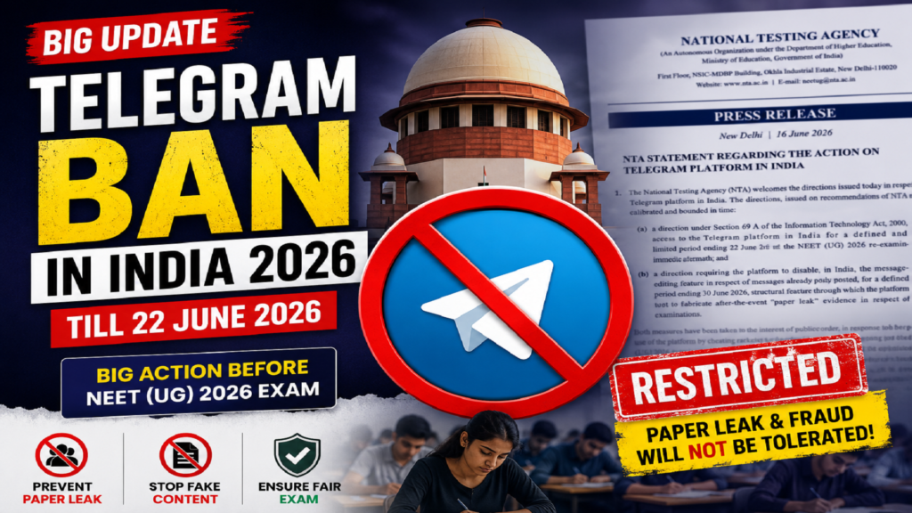 Telegram Ban in India 2026: Big Update Before NEET Exam